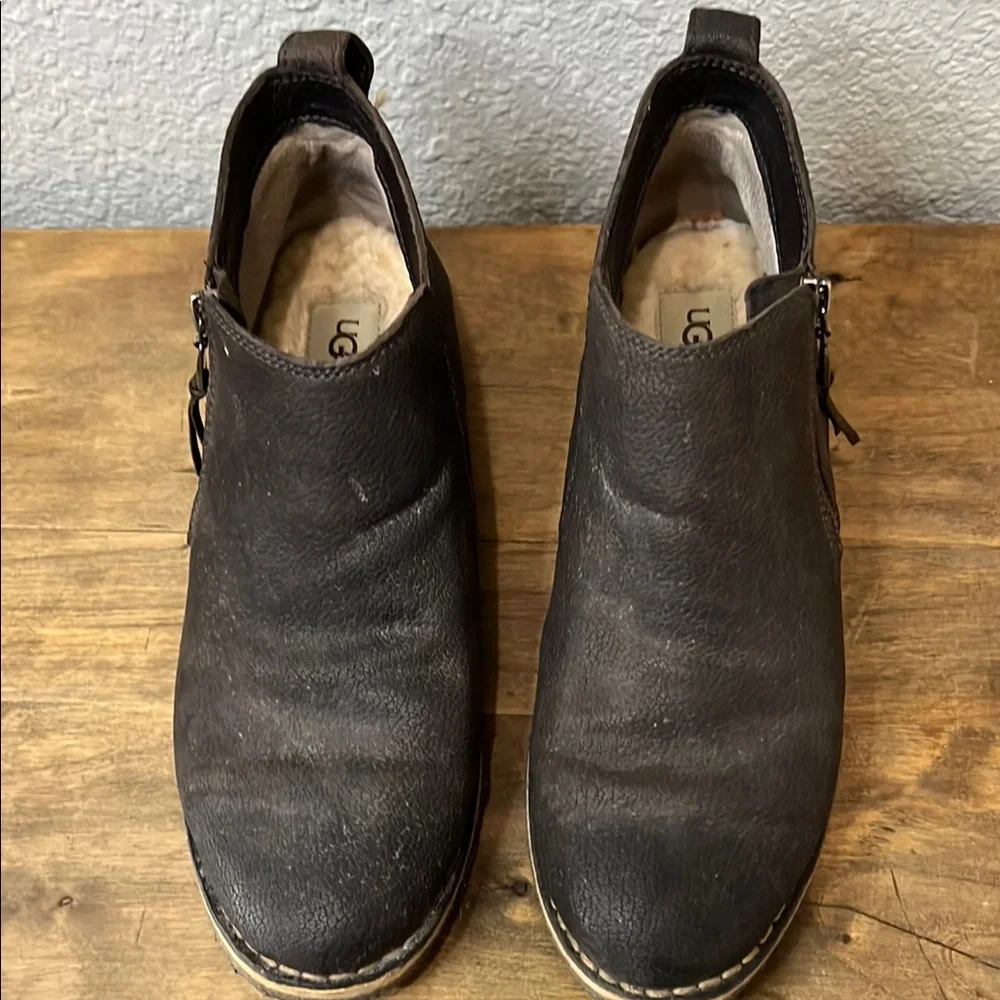 UGG Womens Bonhan Brown Leather Shoes Boots size 9.5 - Picture 5 of 8